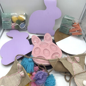 Lot Of Easter Decor. Bunny Egg Holders, Charcuterie Boards, Garlands